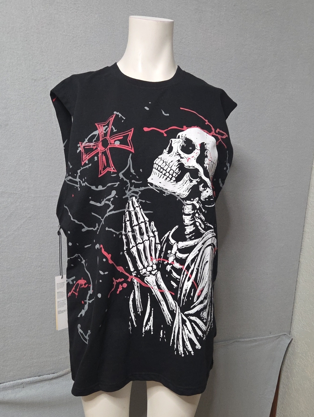 Men's Reason Tank Top Size M Black White Skeleton Graphic
